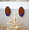 Puces d'oreilles grands ovales en bois merisier et violet 