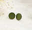 Puces d'oreilles rond en bois peint en vert effet m&eacute;tallis&eacute;