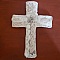 D&eacute;coration croix chr&eacute;tienne au tissage de laines blanches et beiges