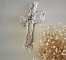 D&eacute;coration croix chr&eacute;tienne au tissage de laines blanches et beiges