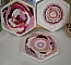 Ensemble de 3 cadres aux tissages en laine rose et blanc
