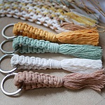 Porte-cl&eacute;s macram&eacute; corde coton couleur au choix 