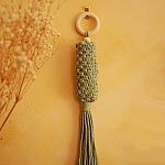 Suspension en macram&eacute; pour fleurs s&eacute;ch&eacute;es avec corde coton couleur vert