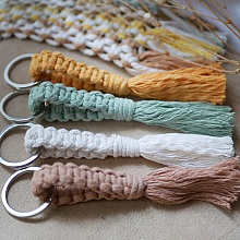 Porte-cl&eacute;s macram&eacute; corde coton couleur au choix 
