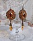 BO Harmony Ambre brod&eacute;es avec des Cristaux de Swarovski, des cabochons en verre de boh&egrave;me des ann&eacute;es 1960, des mini-gouttes, des rocailles et des crochets d'oreilles en Gold Filled 14 carats