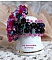Bague artisanale en cristaux Swarovski fuchsia et perles noires.
