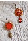 BO Lady in Orange brod&eacute;es avec des cabochons en forme de rose orn&eacute;s de perles rondes nacr&eacute;es, rocailles &agrave; laquelle s'ajoute des poires en Cristal de Swarovski. Mont&eacute;es sur des crochets Gold Filled  