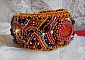 Bracelet Jaspe Rouge manchette brod&eacute; avec un cabochon Jaspe Rouge, des Cristaux de Swarovski et des rocailles