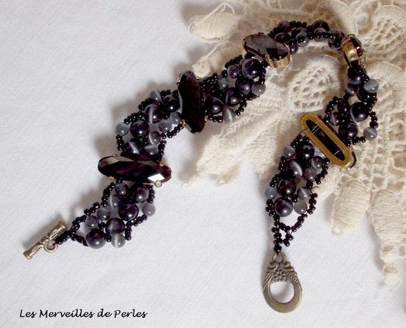 Bracelet Liberty avec des cristaux de Swarovski et oeil de chat en verre