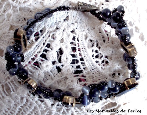 Bracelet Liberty avec des cristaux de Swarovski et oeil de chat en verre
