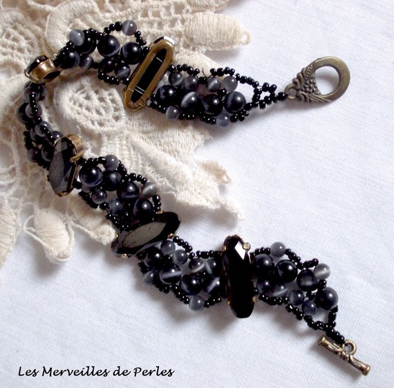 Bracelet Liberty avec des cristaux de Swarovski et oeil de chat en verre