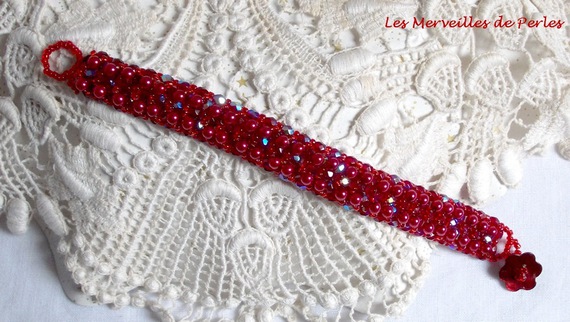 Bracelet en perles Myrella avec des facettes et perles nacr&eacute;es