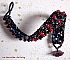 Bracelet en perles Velours Noir et Rouge avec des facettes et des perles nacr&eacute;es en verre