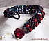 Bracelet en perles Velours Noir et Rouge avec des facettes et des perles nacr&eacute;es en verre