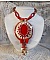 Pendentif Nous Deux Haute Couture brod&eacute; avec cabochon Verre sur dentelle Ivoire, fleurs et toupies Cristal AB orn&eacute;s de rocailles, perles en Verre et R&eacute;sine. Mont&eacute;s avec gouttes et perles Cristal