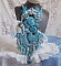 Plastron La Petite Sir&egrave;ne Haute Couture brod&eacute; avec des pierres de gemme de diff&eacute;rentes tailles : Le Howlite Turquoise et la pierre de Lune, perles nacr&eacute;es, rocailles, cristaux et dentelle