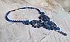 Plastron Roses Bleues Royales avec des cristaux de Swarovski et des rocailles