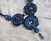 Plastron Roses Bleues Royales avec des cristaux de Swarovski et des rocailles