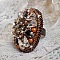 Bague Amber Romance avec cristaux : navettes Jet, Poires Cristal et perles rondes nacr&eacute;es sur une bague couleur Bronze. Les cristaux sont orn&eacute;s de perles magiques et rocailles, un style Am&eacute;rindien