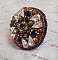 Bague Amber Romance avec cristaux : navettes Jet, Poires Cristal et perles rondes nacr&eacute;es sur une bague couleur Bronze. Les cristaux sont orn&eacute;s de perles magiques et rocailles, un style Am&eacute;rindien