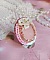 Bague Amour de quartz brod&eacute;e avec pierre de gemme, rondes et rocailles verres, sequins, fleurs acryliques et bague laiton
