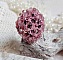 Bague Anémone en perles Swarovski roses et noires.