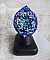 Bague Blue Palace brod&eacute;e avec un cabochon rond facett&eacute; Turquoise, des perles rondes nacr&eacute;es, estampe filigran&eacute;e, chatons, toupies en Cristal, rocailles et perles sur une bague filigran&eacute;e Argent&eacute;e