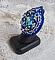 Bague Blue Palace brod&eacute;e avec un cabochon rond facett&eacute; Turquoise, des perles rondes nacr&eacute;es, estampe filigran&eacute;e, chatons, toupies en Cristal, rocailles et perles sur une bague filigran&eacute;e Argent&eacute;e