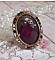 Bague chic burgundy ovale, cabochon verre purple strass&eacute; de cristaux color&eacute;s, estampe, support bague laiton, une &eacute;poque baroque