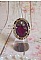 Bague chic burgundy ovale, cabochon verre purple strass&eacute; de cristaux color&eacute;s, estampe, support bague laiton, une &eacute;poque baroque