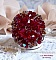 Bague artisanale Coquelicot en cristaux Swarovski rouge et marron.