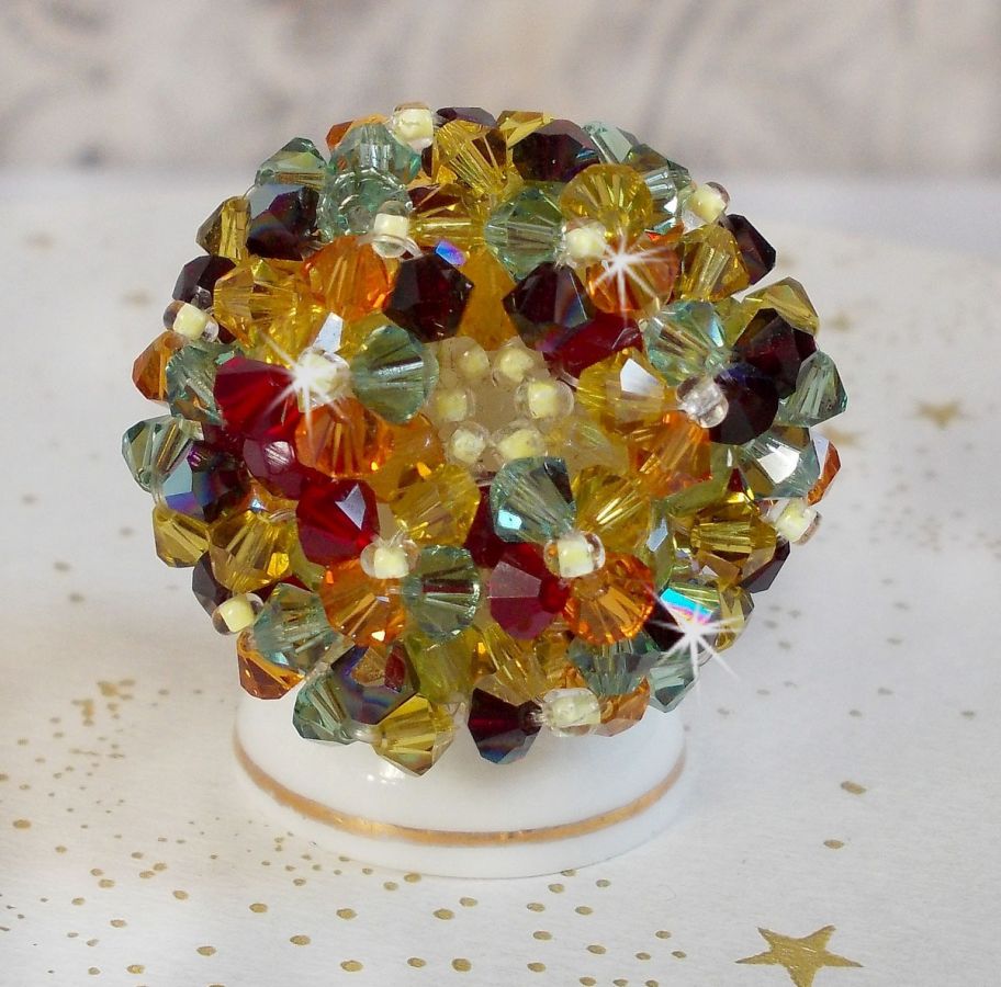 Bague Proven&ccedil;al avec des Cristaux de Swarovski et perles de boh&ecirc;me