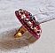 Bague Enchantement d'Automne avec des perles nacr&eacute;es rouges et des cristaux