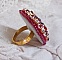 Bague Enchantement d'Automne avec des perles nacr&eacute;es rouges et des cristaux
