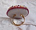 Bague Enchantement d'Automne avec des perles nacr&eacute;es rouges et des cristaux