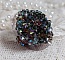 Bague Long Brown Picasso Ethnique mont&eacute;e avec des toupies en cristal, facettes de boh&egrave;me en verre et rocailles