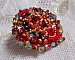 Bague Mia brod&eacute;e avec un cabochon octogone des ann&eacute;es 1960, perles rondes, toupies, chatons, perles nacr&eacute;es, facettes, rocailles, mini gouttes dans les tons Rouge, Corail, Bleu, Kaki, Gold et Bronze 