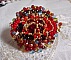 Bague Mia brod&eacute;e avec un cabochon octogone des ann&eacute;es 1960, perles rondes, toupies, chatons, perles nacr&eacute;es, facettes, rocailles, mini gouttes dans les tons Rouge, Corail, Bleu, Kaki, Gold et Bronze 