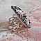 Bague Pampilles Rose et Grise avec des navettes et perles nacr&eacute;es en cristal de Swarovski