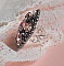 Bague Pampilles Rose et Grise avec des navettes et perles nacr&eacute;es en cristal de Swarovski