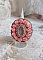 Bague Parisian Roses brod&eacute;e avec une pierre de gemme : le Quartz Rose orn&eacute; de cabochons ronds en forme de rose avec des rocailles Argent&eacute;es japonaises en verre, le tout est mont&eacute; sur bague en laiton