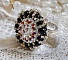 Bague artisanale en perles avec cabochon cristal Swarovski.