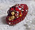 Bague Printemps Color&eacute; brod&eacute;e avec des Cristaux de Swarovski, des perles rondes nacr&eacute;es, un c&ocirc;ne filigran&eacute;e et des rocailles
