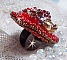 Bague Printemps Color&eacute; brod&eacute;e avec des Cristaux de Swarovski, des perles rondes nacr&eacute;es, un c&ocirc;ne filigran&eacute;e et des rocailles