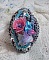 Barrette &agrave; cheveux  Mademoiselle Bluse Haute Couture brod&eacute;e avec dentelle Gris perl&eacute; et Rose, rubans : satin et organza, fleurs en tissu &agrave; laquelle s&rsquo;ajoute des cristaux : perles, toupies et rocailles