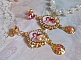 BO Anges Musiciens avec cabochons ovales en verre, strass, cristaux et estampes Dor&eacute;es