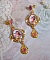 BO Anges Musiciens avec cabochons ovales en verre, strass, cristaux et estampes Dor&eacute;es