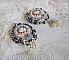 BO Ang&eacute;lique Marquise des Anges brod&eacute;es avec pierres de gemme : Howlite, cristaux : toupies, perles rondes nacr&eacute;es, poires, facettes en Verre de Boh&egrave;me et rocailles sur des crochets Argent 925/1000