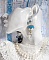BO Azur&eacute;e Blue avec des pompons Bleu Ciel, cabochons et gouttes torsad&eacute;es en Cristal, coupelles et crochets en Argent 925/1000