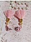 BO Baby Pink mont&eacute;es avec pompons, coquilles, perles rondes nacr&eacute;es cristal Swarovski et puces marguerites